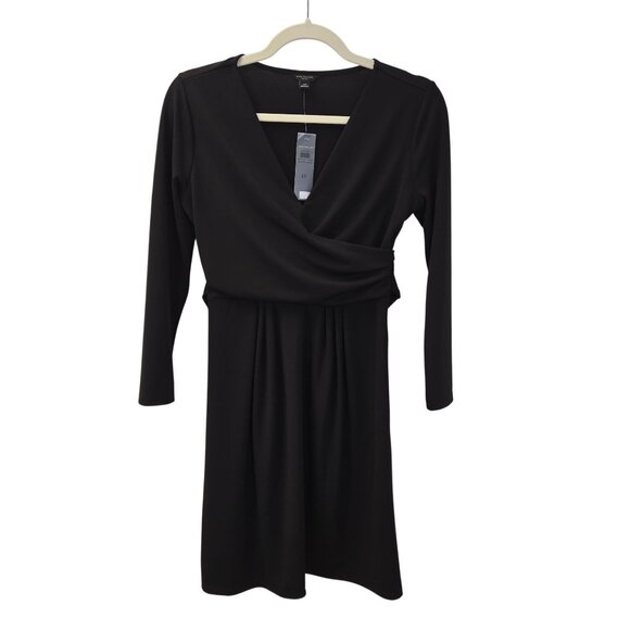 NWT Ann Taylor Ruched Waist Little Black Dress Size 4 Petite - Picture 1 of 7